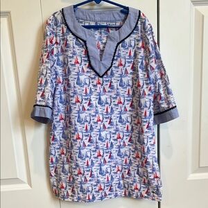 Vineyard Vines Kids Blue and Red Sailboat Coverup
